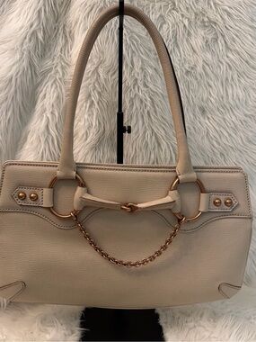 Gucci Cream Shoulder Tote with Gold Chain Hardware